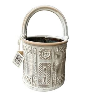 VTG Frohreich Barn Buckets Pottery Vase Basket 11.5 Inch‎ Stamped Design USA